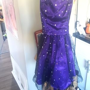 Purple Strapless Sequin Dress